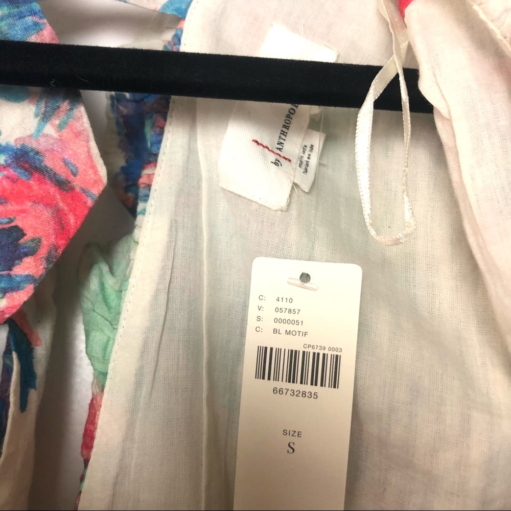 Anthropologie Long Sleeve Crop Top Deep V Neck NWT - Picture 3 of 6